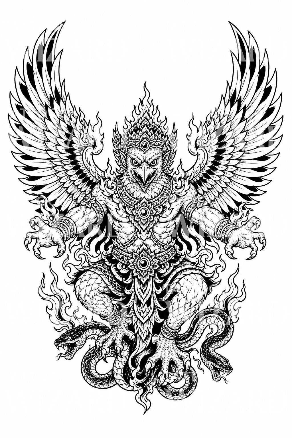 Motif de tatouage guerrier Garuda