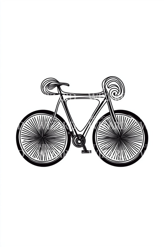 Geared Bicycle Sketch Tattoo Design