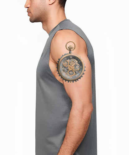 Blue Gears Pocket Watch Tattoo Design