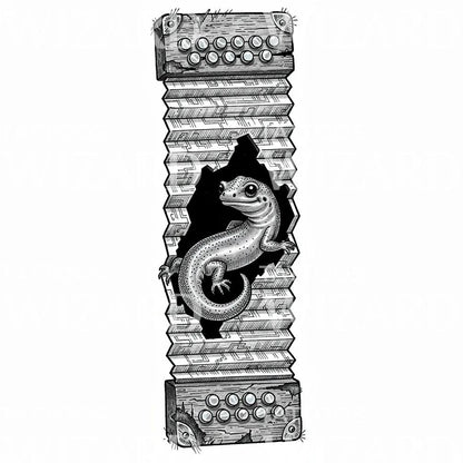 Gecko Accordion Tattoo Design