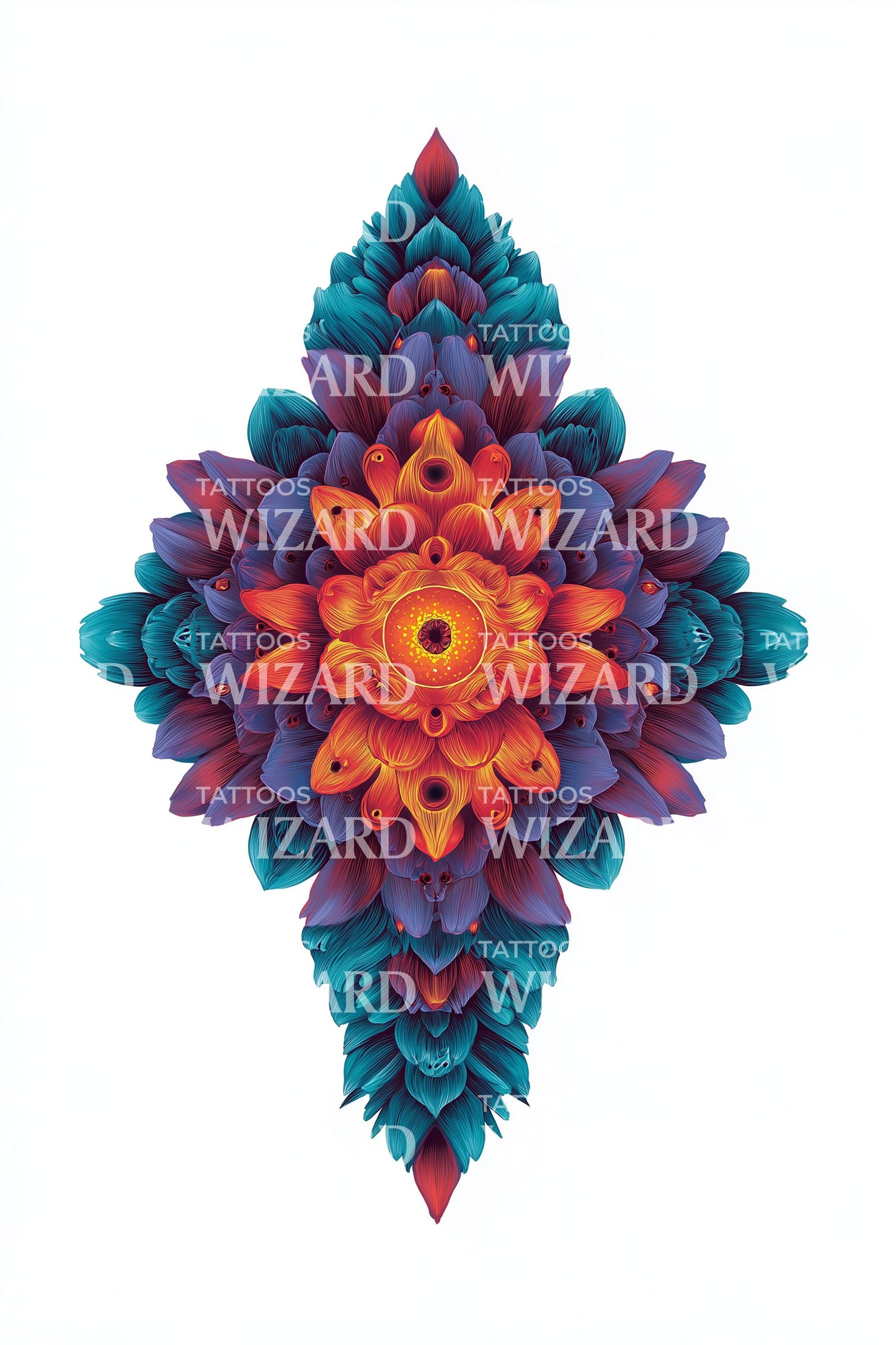 Desain Tato Mozaik Bunga Permata