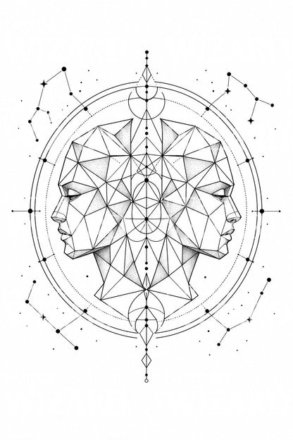 Gemini Twins Zodiac Tattoo Design