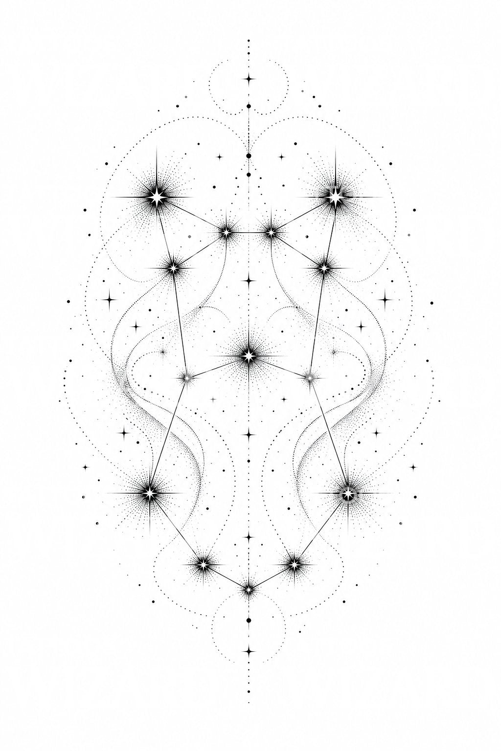 Gemini Zodiac Constellation Tattoo Design