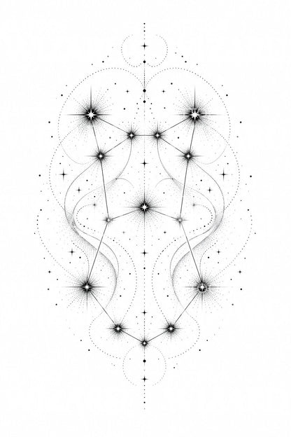 Gemini Zodiac Constellation Tattoo Design