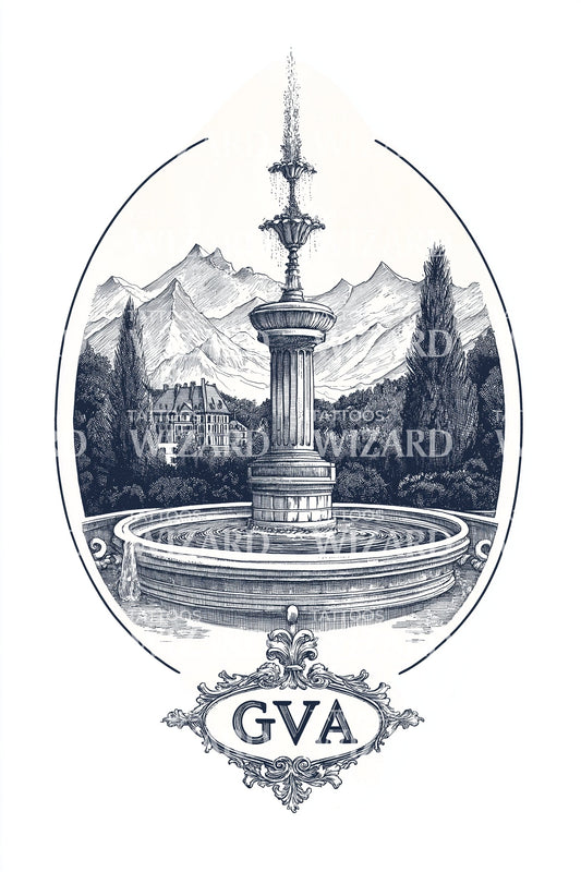 Geneva GVA Fountain Tattoo Design