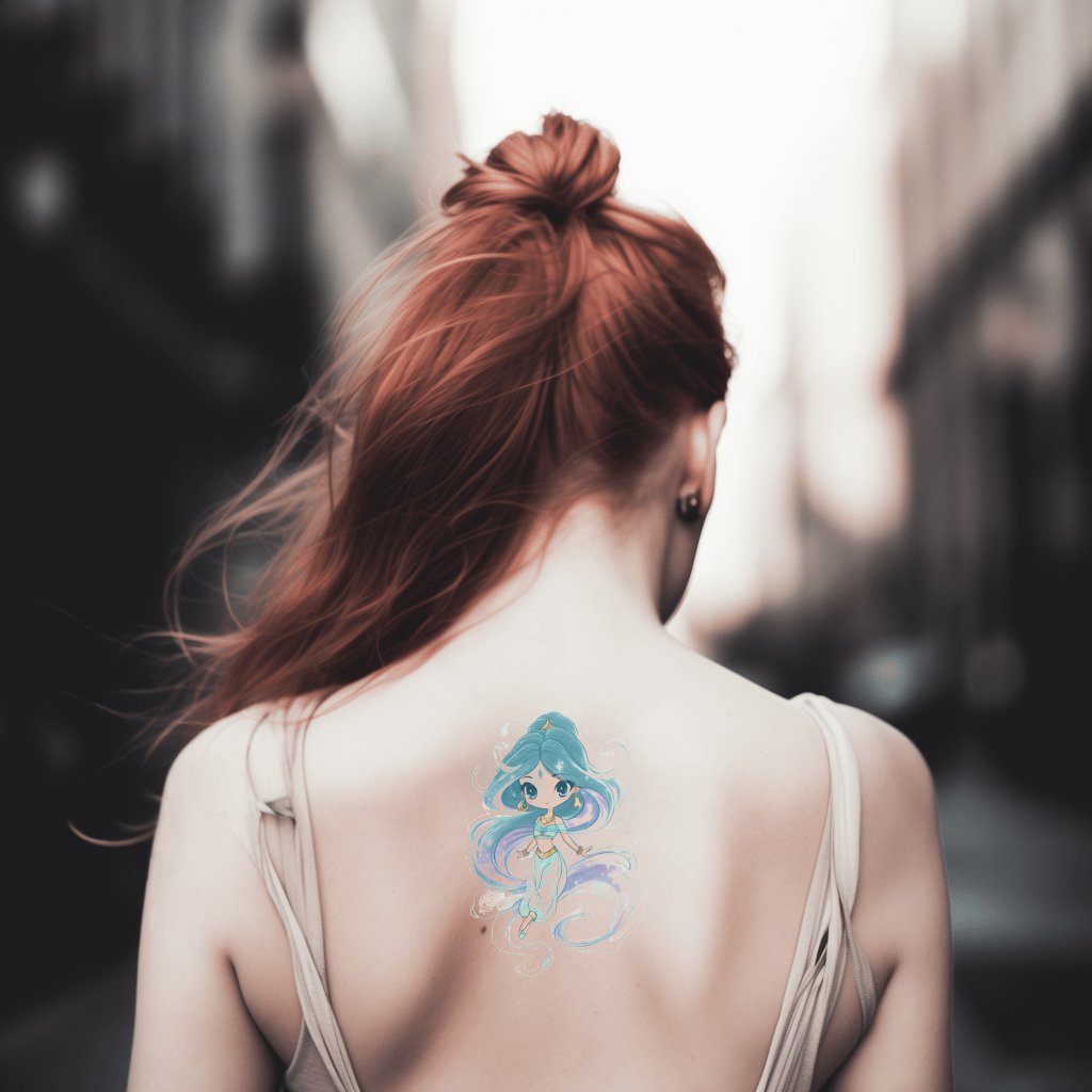 Whimsical Genie Princess Tattoo Design
