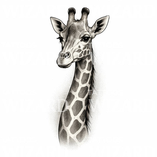 Gentle Giraffe Portrait Tattoo Design