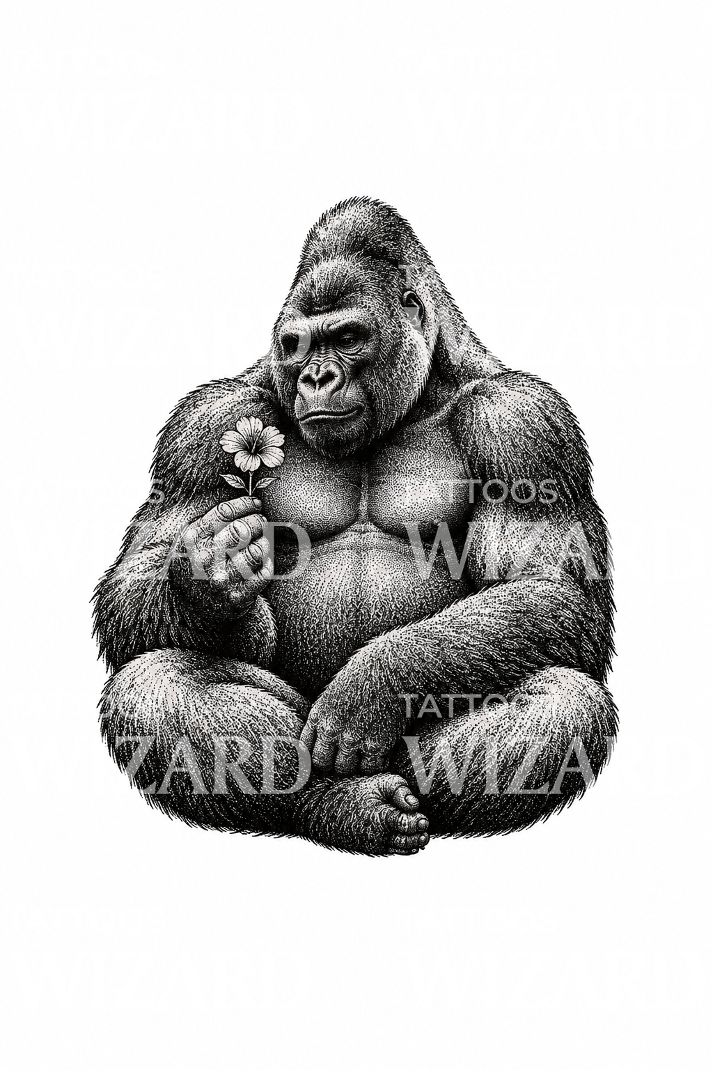 Tattoo einer sanften Gorilla mit Blume