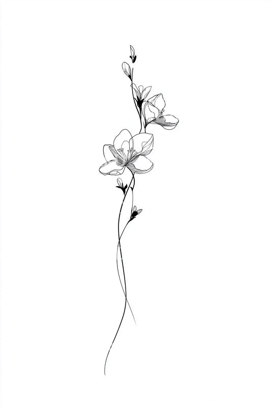 Gentle Jasmine Line Tattoo Design