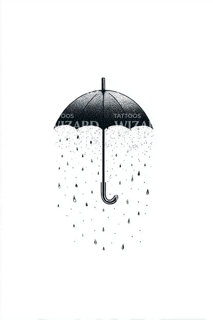 優しい雨滴の傘のタトゥーアイデア