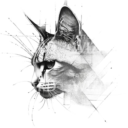 Geometric Abyssin Cat Tattoo Design
