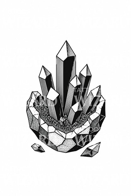 Geometric Amethyst Geode Tattoo Design