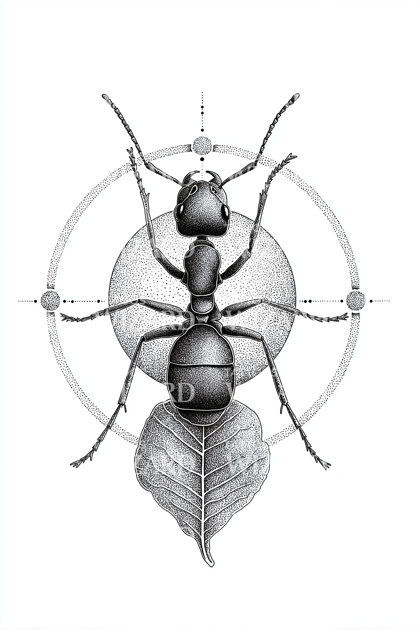 Geometric Ant Emblem Tattoo Design