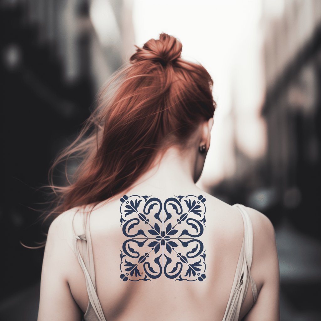 Einfaches Azulejo-Muster-Tattoo-Design