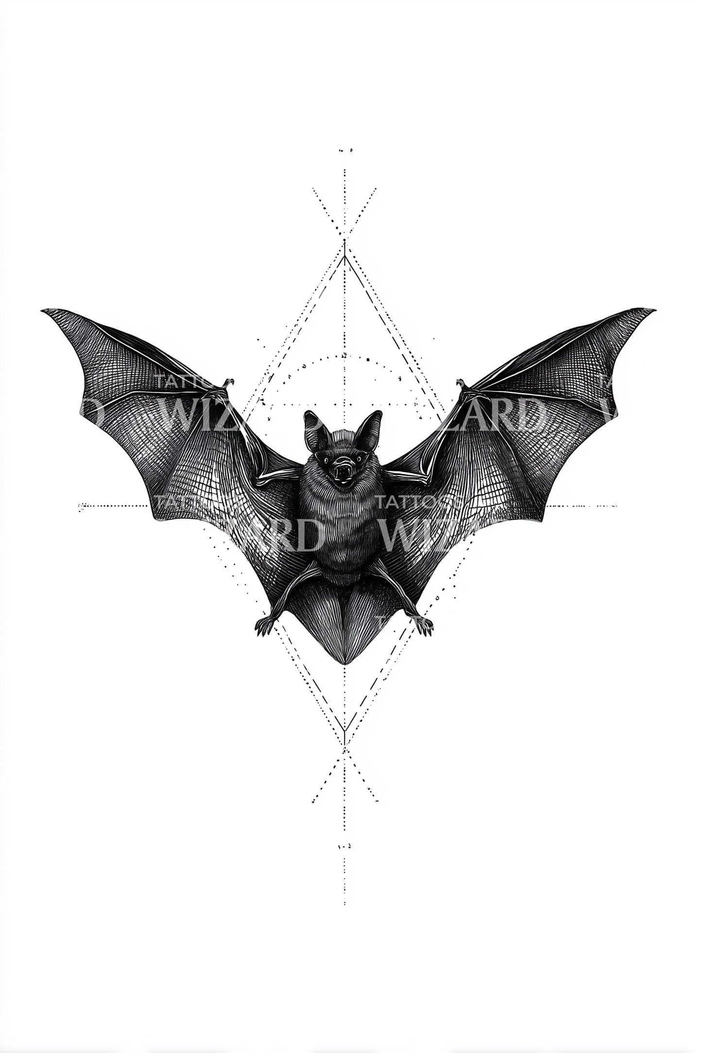 Geometric Bat Emblem Tattoo Design