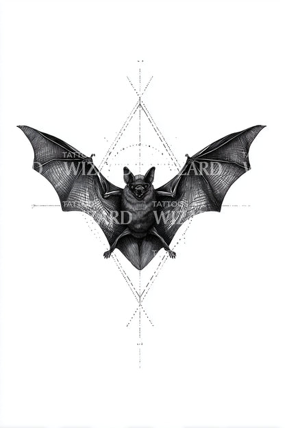 Geometric Bat Emblem Tattoo Design