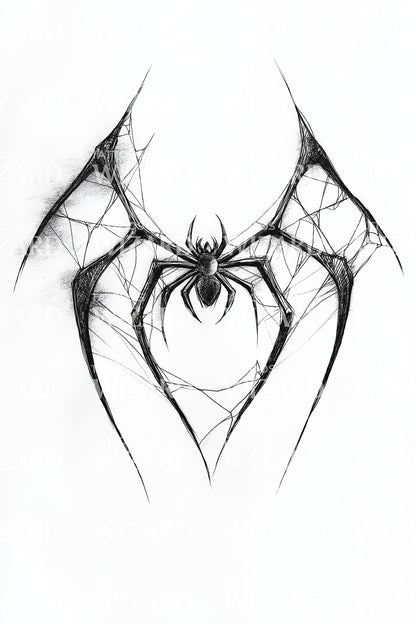 Desenho de Tatuagem de Asas de Morcego Geométricas