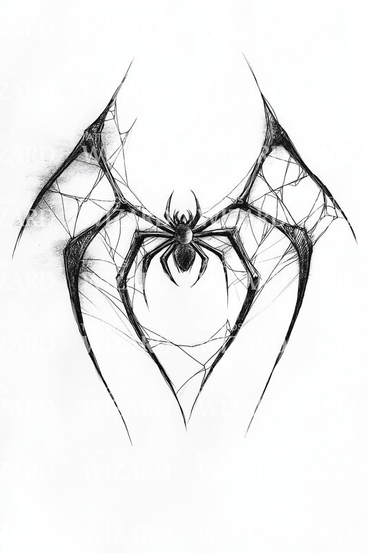 Geometric Bat Wings Tattoo Design