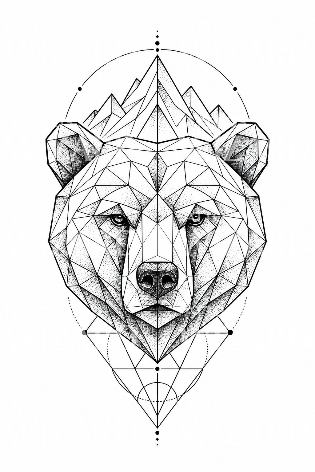 Modèle de tatouage géométrique tête d’ours