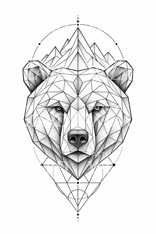 Modèle de tatouage géométrique tête d’ours