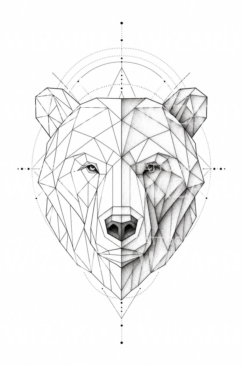 Geometric Bear Head Tattoo Design