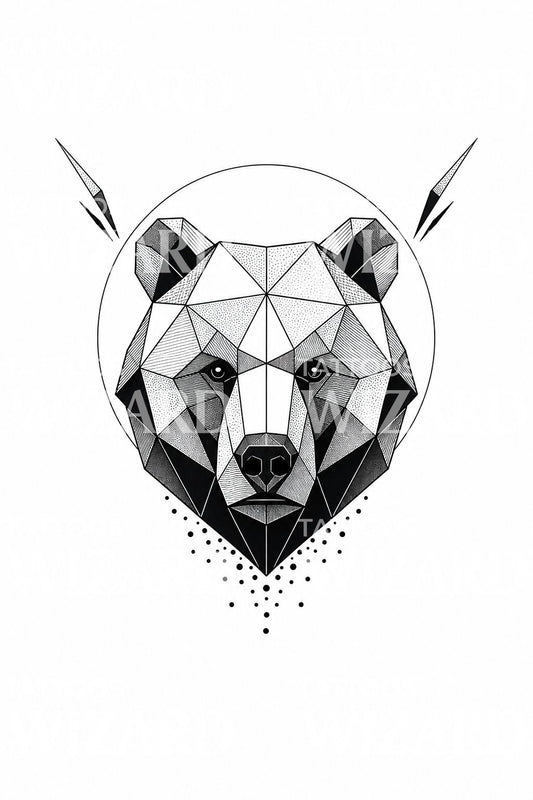 Geometrische berenkop tattoo-illustratie