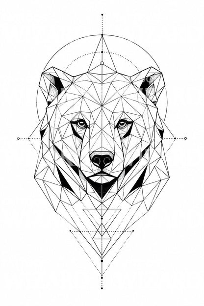 Geometric Bear Tattoo Design