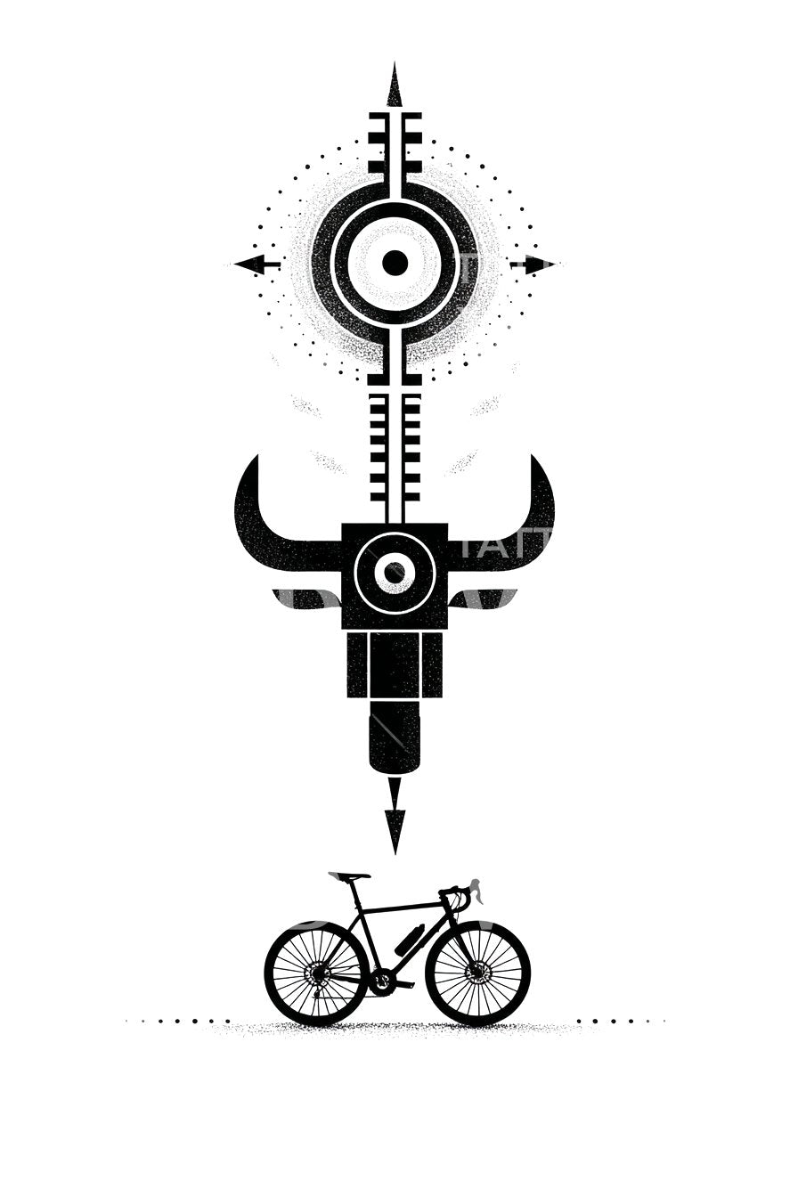 Geometric Bicycle Totem Tattoo Design