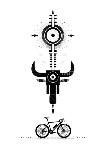 Geometric Bicycle Totem Tattoo Design