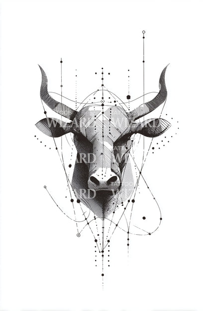 Design Tatuaggio Linee Geometriche Toro