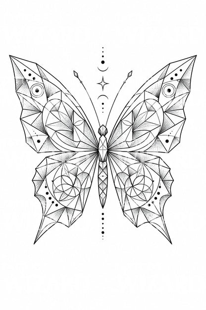 Geometric Butterfly Tattoo Design