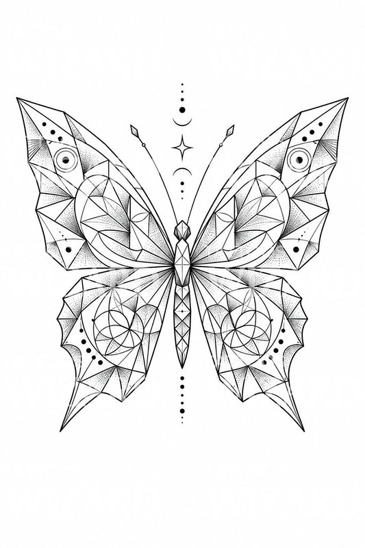 Geometrisch vlinder tattoo ontwerp