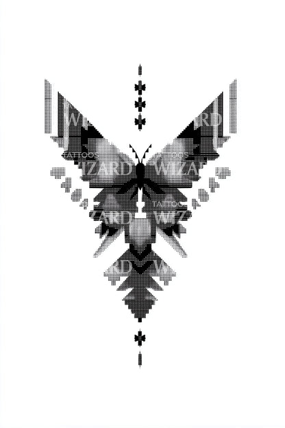 Geometrisches Schmetterling-Totem-Tattoo-Design