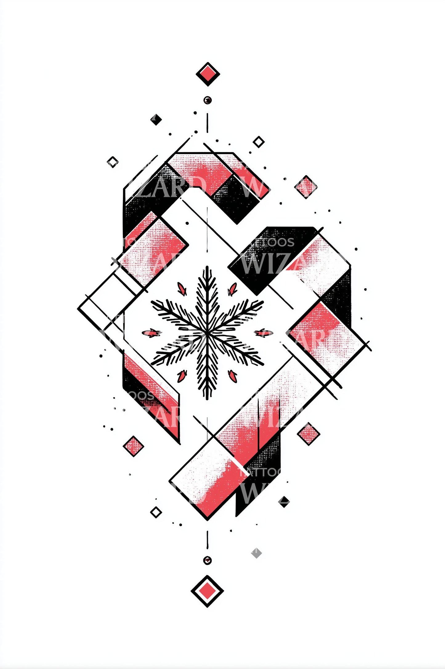 Geometric Candy Cane Heart Tattoo Design