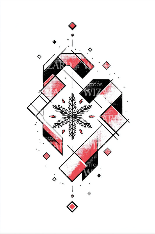 Geometric Candy Cane Heart Tattoo Design