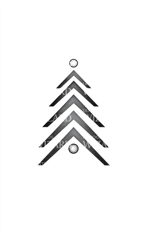 Geometric Chevron Christmas Tree Tattoo Design