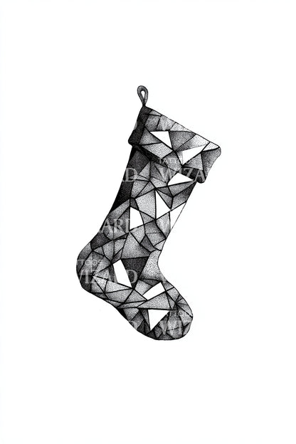 Geometric Christmas Stocking Tattoo Design
