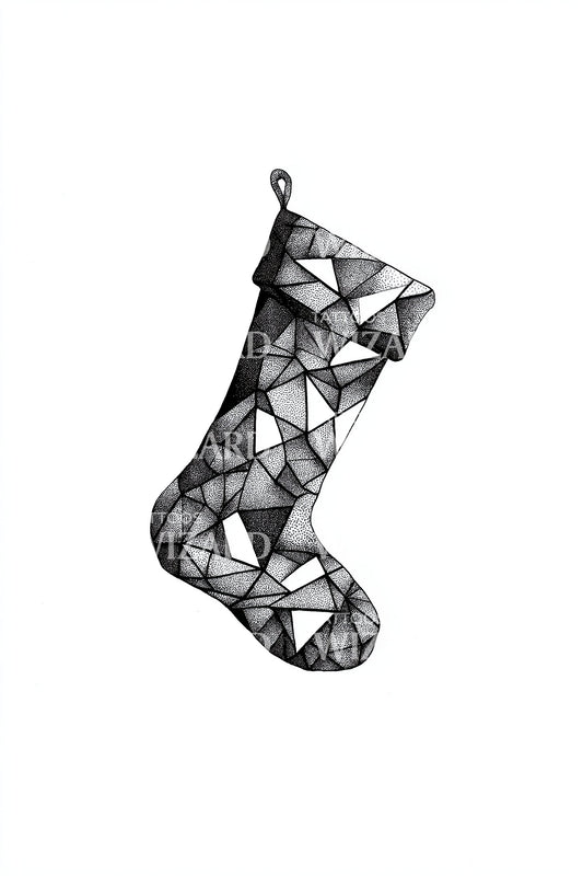 Geometric Christmas Stocking Tattoo Design