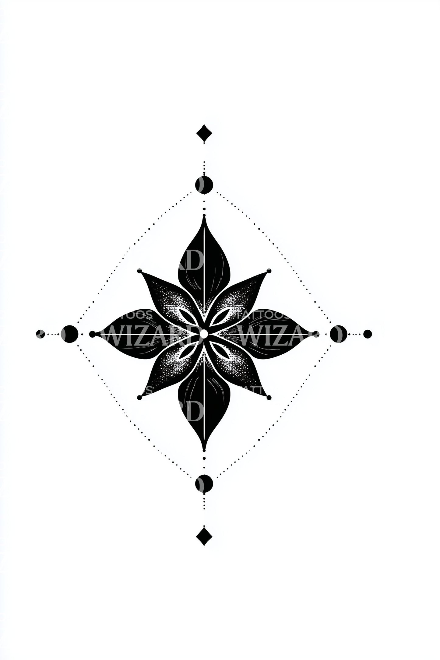 Geometric Compass Rose Tattoo Design