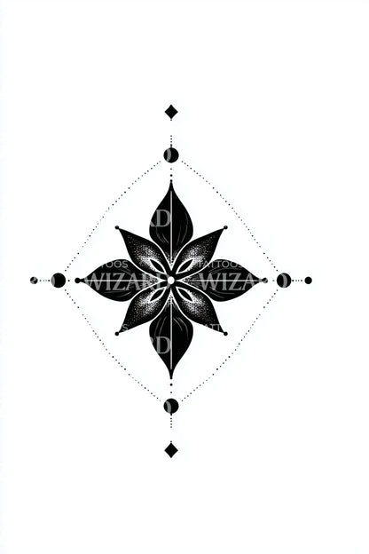 Geometric Compass Rose Tattoo Design
