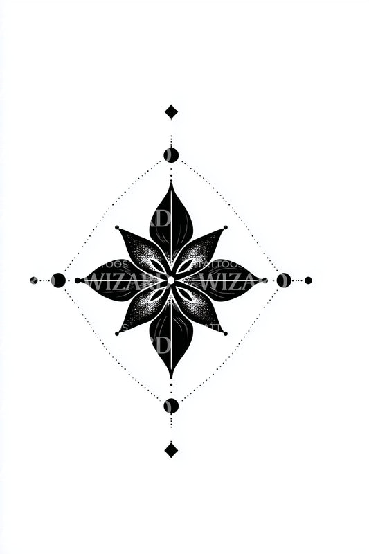 Geometric Compass Rose Tattoo Design