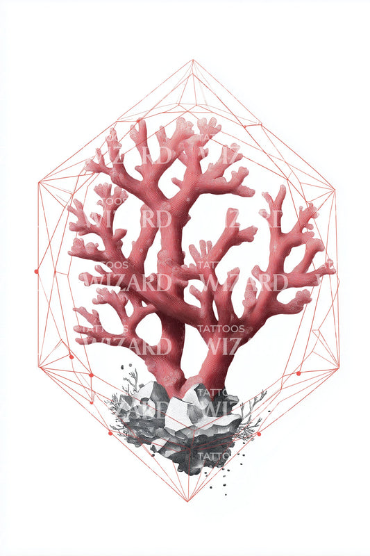 Geometric Coral Tattoo Design