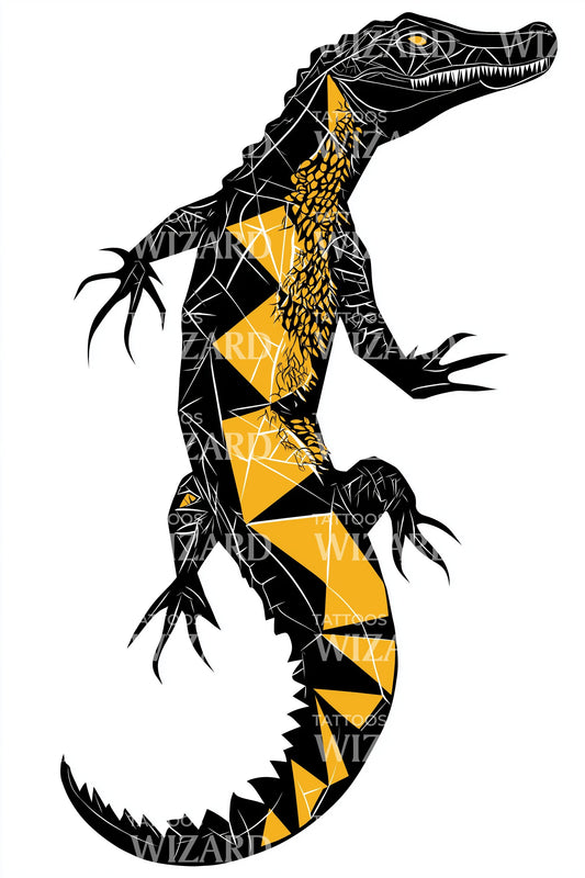 Geometric Crocodile Totem Tattoo Design