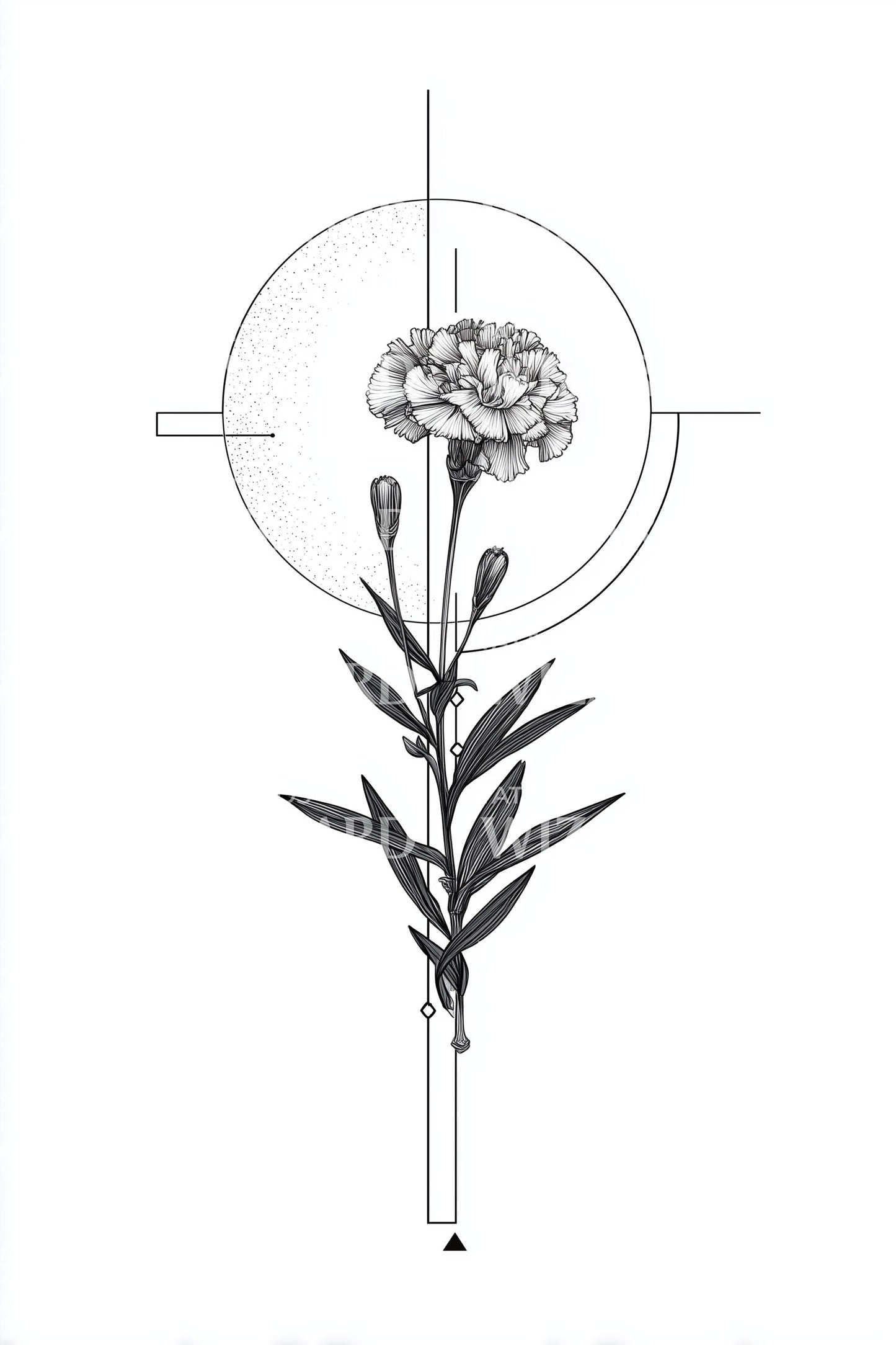 Design de Tatuagem de Eixo de Dente-de-leão Geométrico