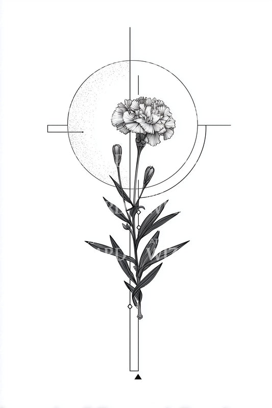 Design de Tatuagem de Eixo de Dente-de-leão Geométrico