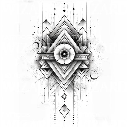 Geometric Diamond Compass Tattoo Design