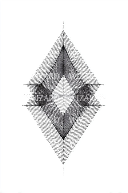 Geometric Diamond Dot Matrix Tattoo Illustration