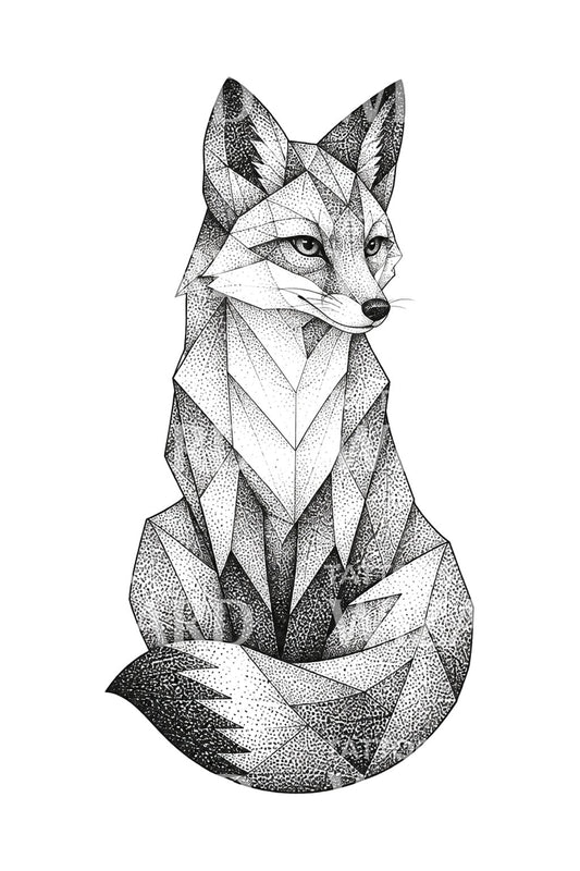 Geometrisch dotwork-vossentattoo-ontwerp