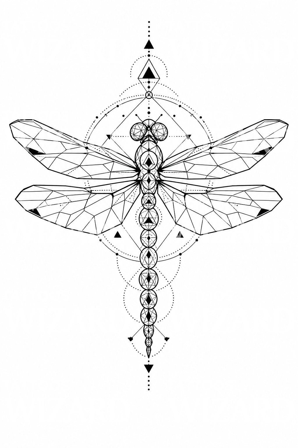 Geometric Dragonfly Tattoo Design
