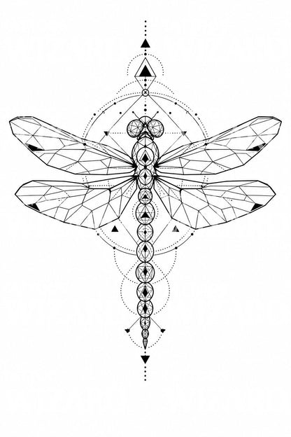 Geometric Dragonfly Tattoo Design